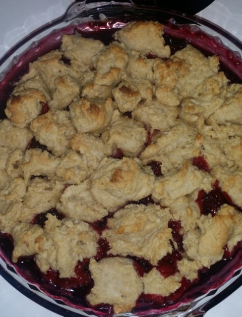 Trying a cobbler with a biscuit crust.